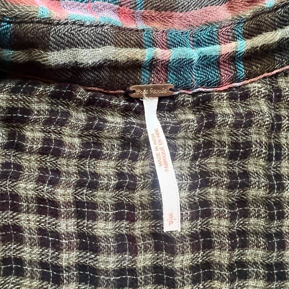 Free People One Of The Guys Plaid Flannel Tunic Shirt,Small,Oversized,Retail$128 - Picture 8 of 10